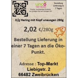 K/g Hering mit Kopf unausgen 280g